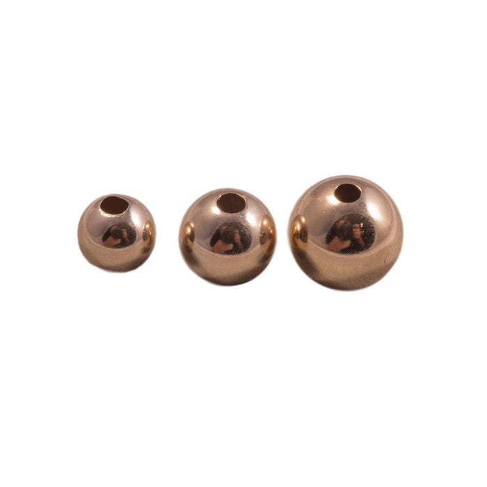 14KY Round Shiny Heavyweight Gold Bead with Two Holes - Otto Frei