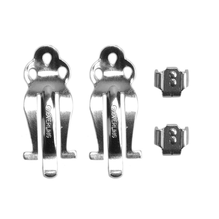 Pack of 2 Each-Sterling Silver Medium Ear Clip Lever & Lug Set