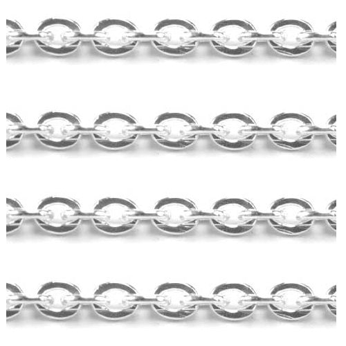 Sterling Silver Cable Flat Chain 2.5mm-5 Ft. (60 Inch) Pack