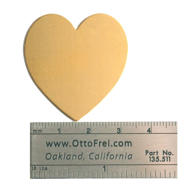Brass, Copper & Nickel Silver 24 Gauge Large Heart 1-3/8" x 1/2"-Packs of 6 - Otto Frei