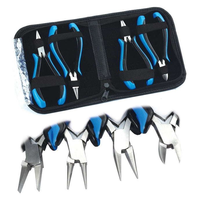 Closeout Ergonomic Value Line 4-3/4" Pliers - Kit of 4 in Zippered Pouch - Otto Frei