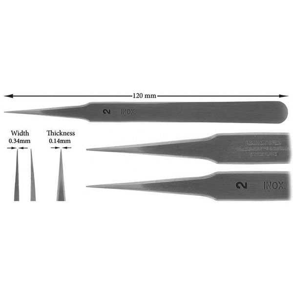 Pinzas Dumont Dumoxel #2 - Acero Antimagnético, 120 Mm, Para Trabajos De Precisión