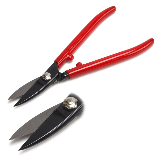 German Red Handle Solder Snips Straight Long Blades - Otto Frei