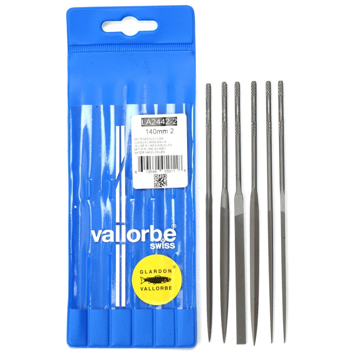 Glardon-Vallorbe LA2442-2 Needle File Set of 6-5-1/2 (140mm) Cut