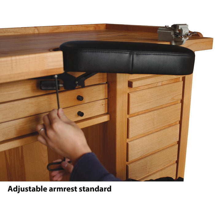 Maple Otto Frei Super Deluxe Adjustable Armrest Double Bank Watchmakers Workbench - Otto Frei