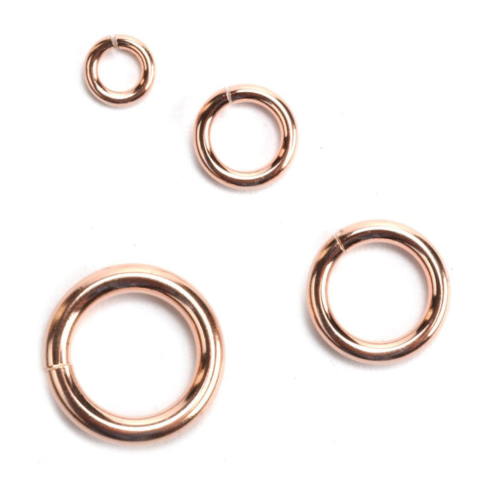 Pink Gold Filled Round Click & Lock Jump Rings - Otto Frei