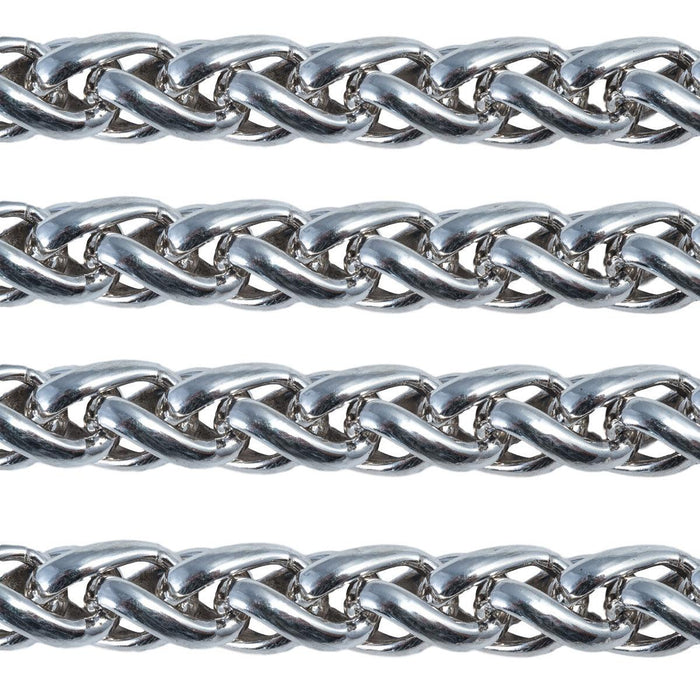 Schofer Germany Sterling Silver Wheat Profiled Wire Chain 6mm Thick 5' (60") Pack - Otto Frei