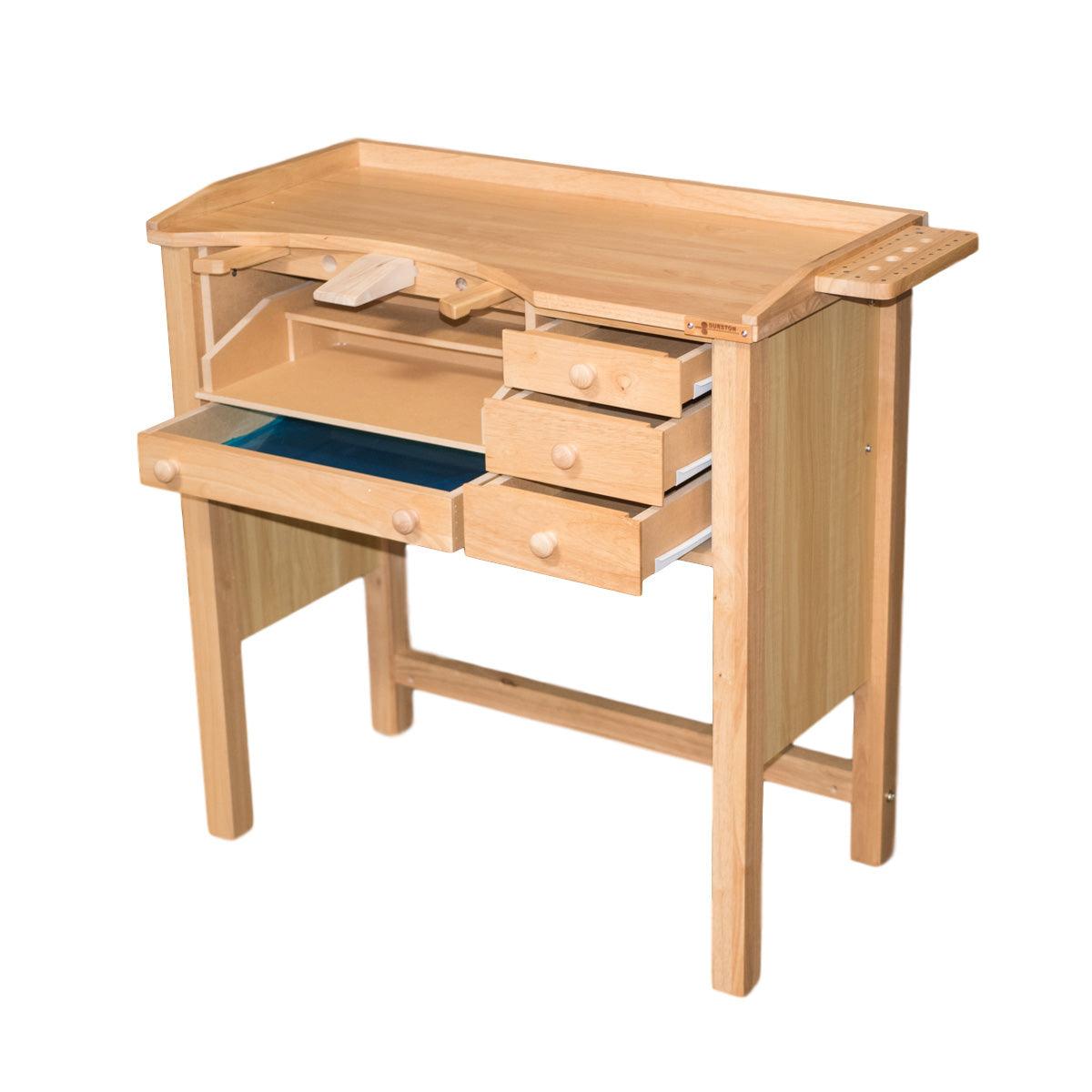 Hardwood Jeweler’s Workbench With Three Drawers