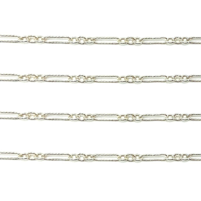 Sterling Silver Long & Short Lined Chain 2.2mm - 5 Ft. (60 Inch) Pack - Otto Frei