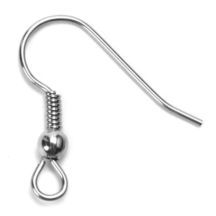 Surgical Steel Shepherd Hook with Imitation Rhodium Plated Bead & Coil-Pack of 144 - Otto Frei