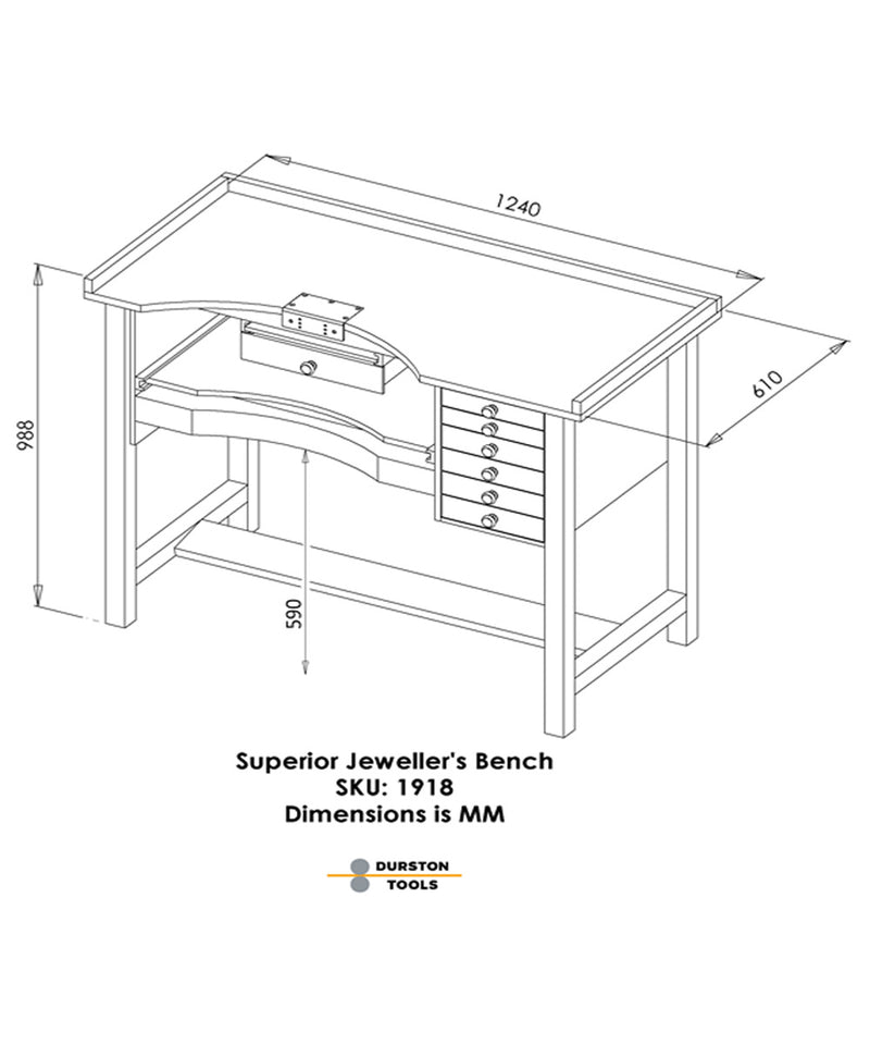 Kostenloser Versand – Durston Superior große Juwelier-Werkbank – versandkostenfrei