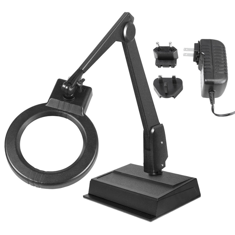 Dazor LMC100-BK LED inspection Desk Lamp With Center Magnification & Base-Black