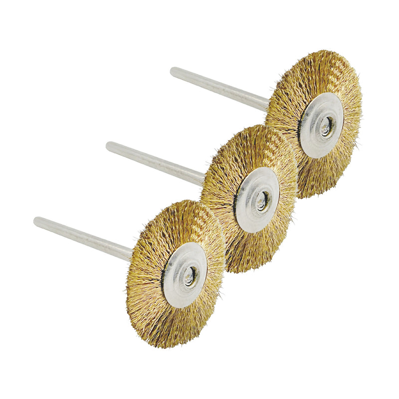 Paquete de 12 cepillos técnicos ondulados de latón de 22 mm montados en vástagos de 3/32"