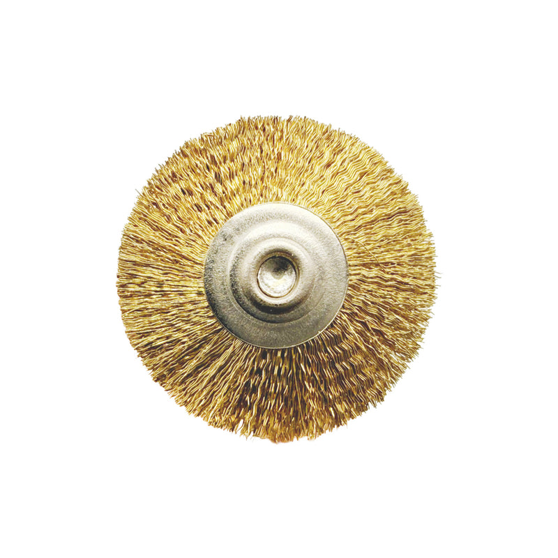 Paquete de 12 cepillos técnicos ondulados de latón de 22 mm montados en vástagos de 3/32"