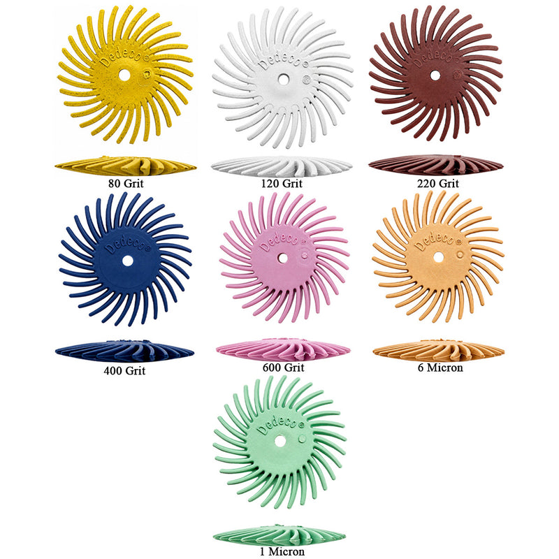Dedeco Sunburst 7/8" Knife-Edge Discs Various Grits-Packs of 12