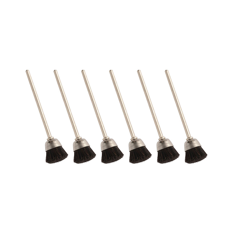 Pack-6 Supra MM Stiff 1/4" Trim Natural Bristle Cup Brushes 9/16" Diameter Mounted on 3/32" Shanks