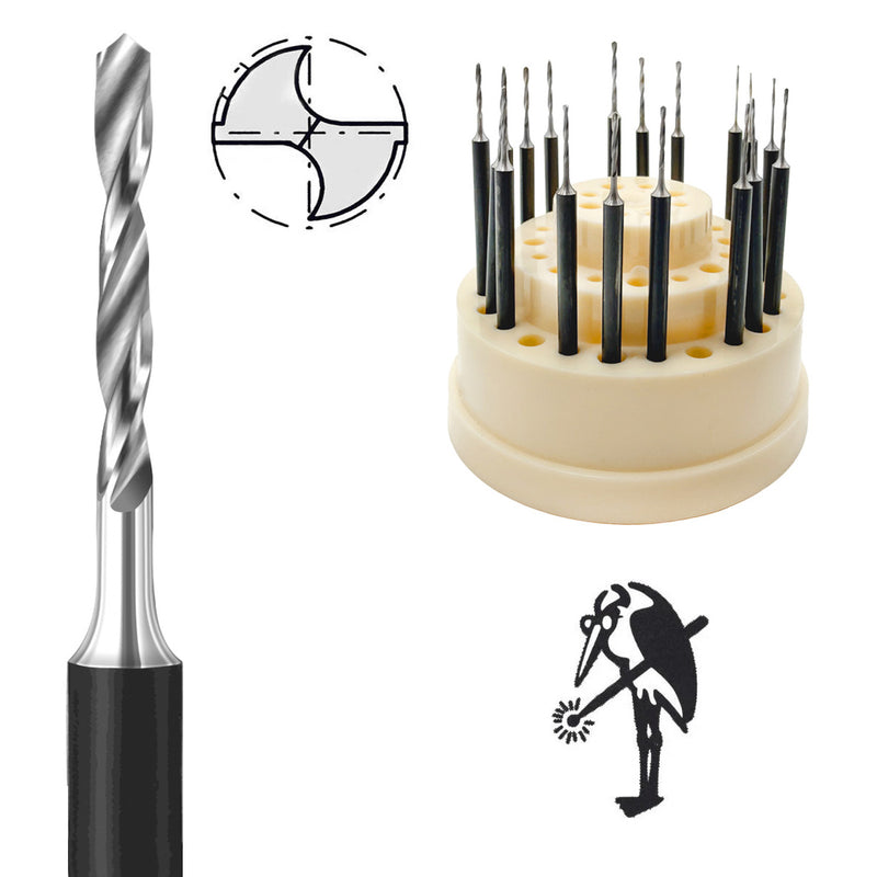 Busch Fig 203HSS High Speed Steel Twist Drill Kit 18 on 3/32" Shanks-3 Each- 0.50mm to 1.00mm