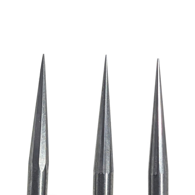 Tungsten Carbide Micro Rotary Burnishers Set of 3-Coarse, Medium, Fine on 3/32" Shanks