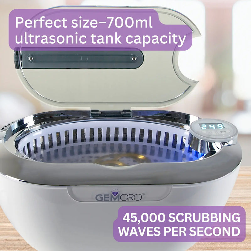 GemOro LuxeSpa Personal Ultrasonic Jewelry & Eyeglass Cleaner 1.5 Pint (24oz)
