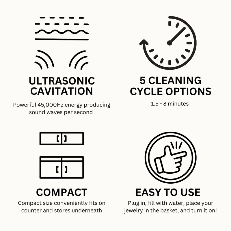 GemOro LuxeSpa Personal Ultrasonic Jewelry & Eyeglass Cleaner 1.5 Pint (24oz)