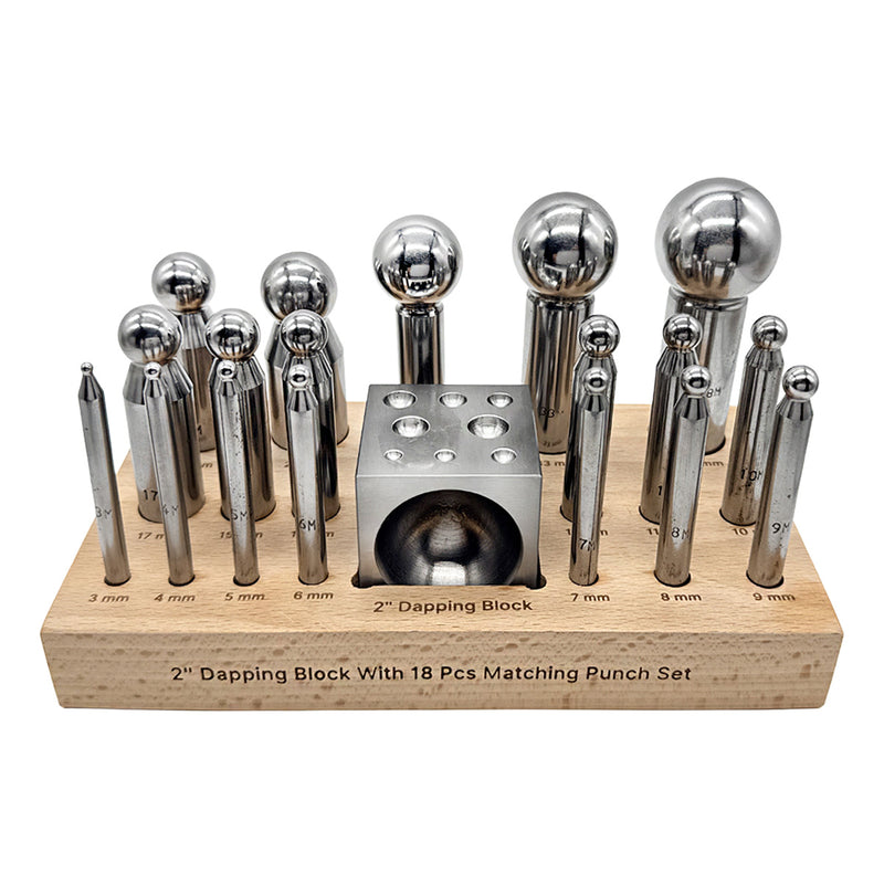 Value Line Matched Dapping Punch Set of 18 & Block With 18 Hemispheres