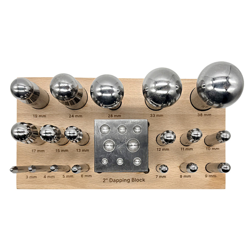 Value Line Matched Dapping Punch Set of 18 & Block With 18 Hemispheres