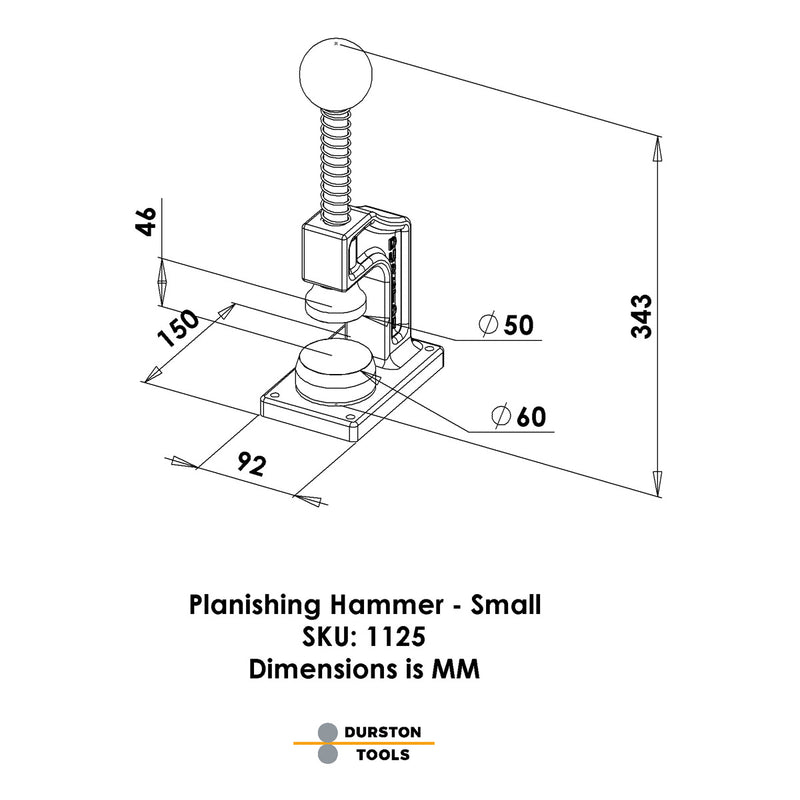 Durston 1125 Small Spring Loaded Planishing Hammer 50mm