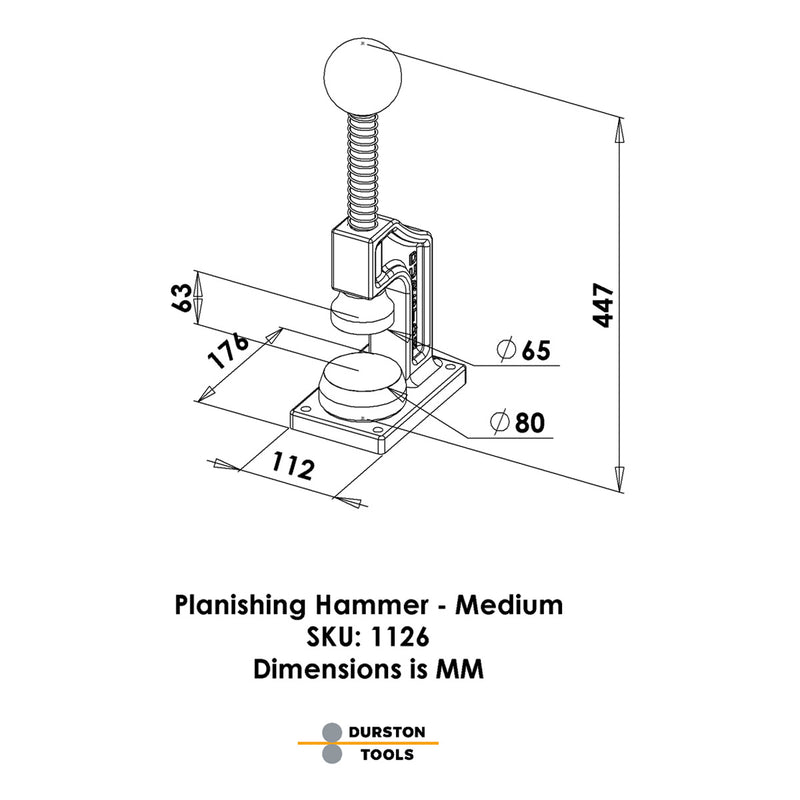 Durston 1126 Medium Spring Loaded Planishing Hammer 65mm
