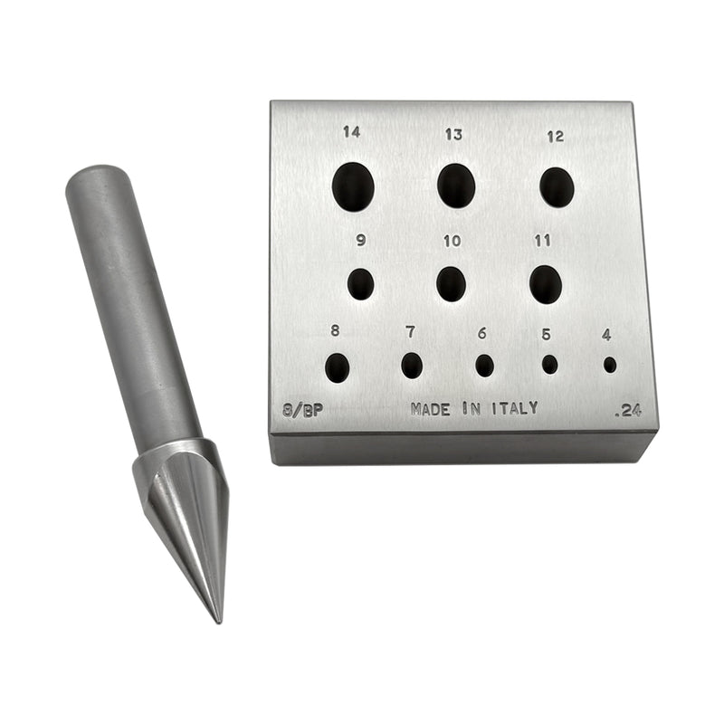 Ovaler Lünettenblock, klein, 4 mm x 3,2 mm bis 14 mm x 11,2 mm, 80 % Verhältnis, 11 Löcher, 17 Grad