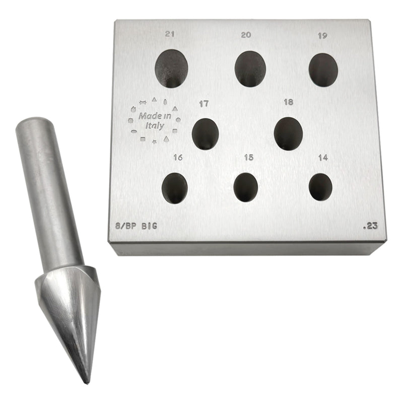 Ovaler Lünettenblock, groß, 14 mm x 11,2 mm bis 21 mm x 16,8 mm, 80 % Verhältnis, 8 Löcher, 17 Grad