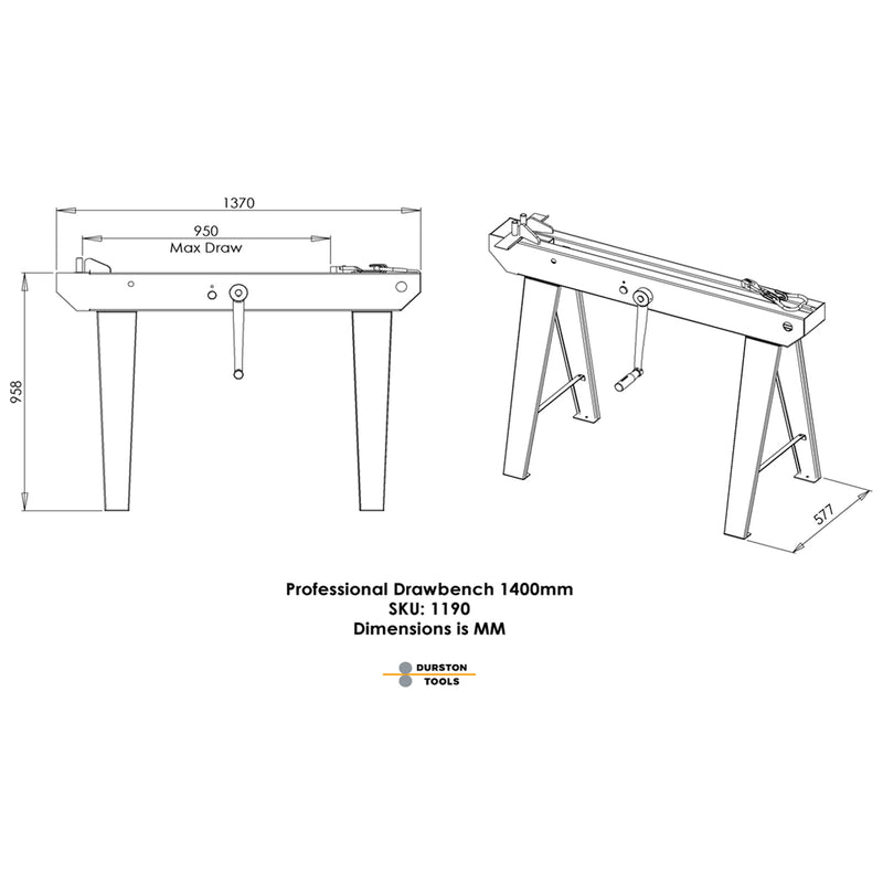 Durston 1190 DDB 1400 Draw Bench 54"