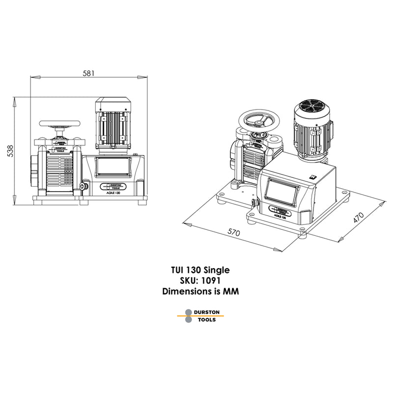 Durston 1088 Power TUI F130 Single Sided 130mm Flat Rolling Mill
