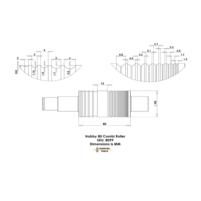 Durston 8099 Hobby 80 Optionale Kombinations-Oberwalze