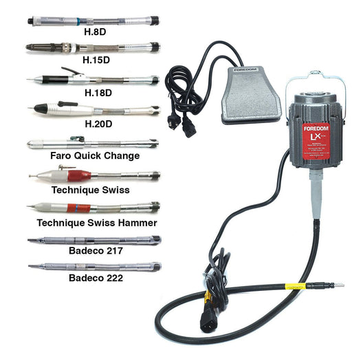 Foredom M.LX-2 Hang-up Motor with C.SXR-2 Cast Iron Foot Control and Choice of Handpiece - 230V