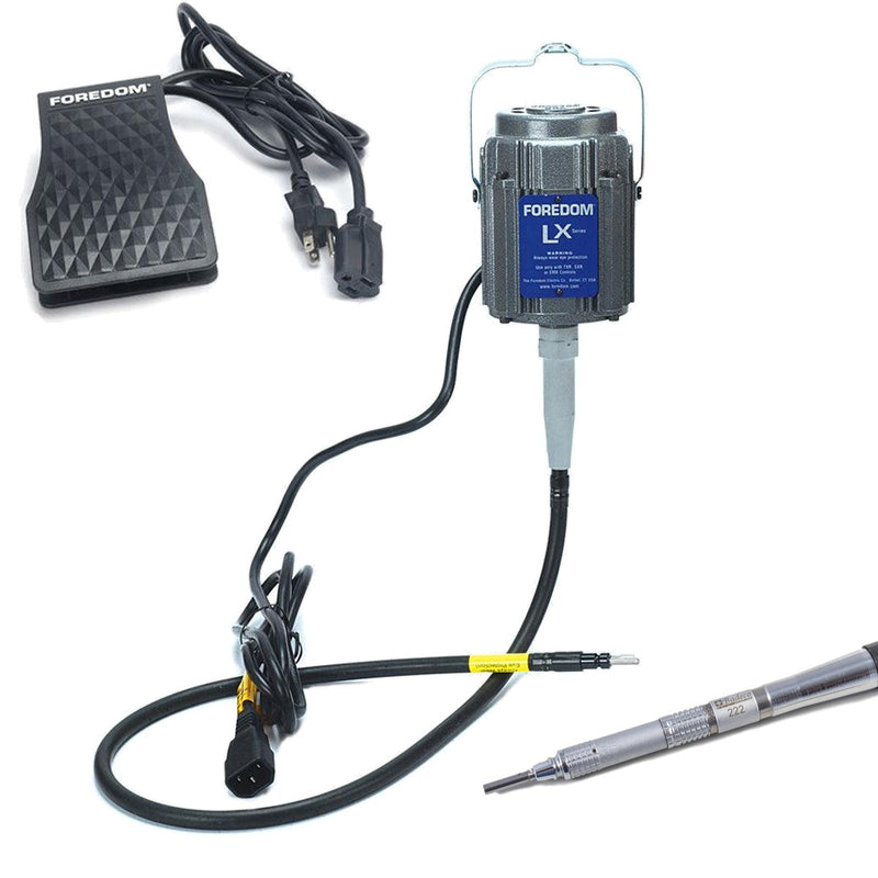 Foredom LX 115V flex shaft motor with C.TXR-1 foot control, Badeco 222 handpiece (no duplex spring)