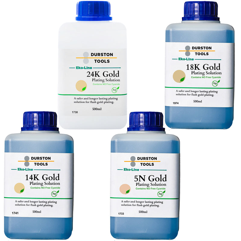 Durston Gold Plating Solutions-14K, 18K, 24K & Rose (Pink) Gold-500ml