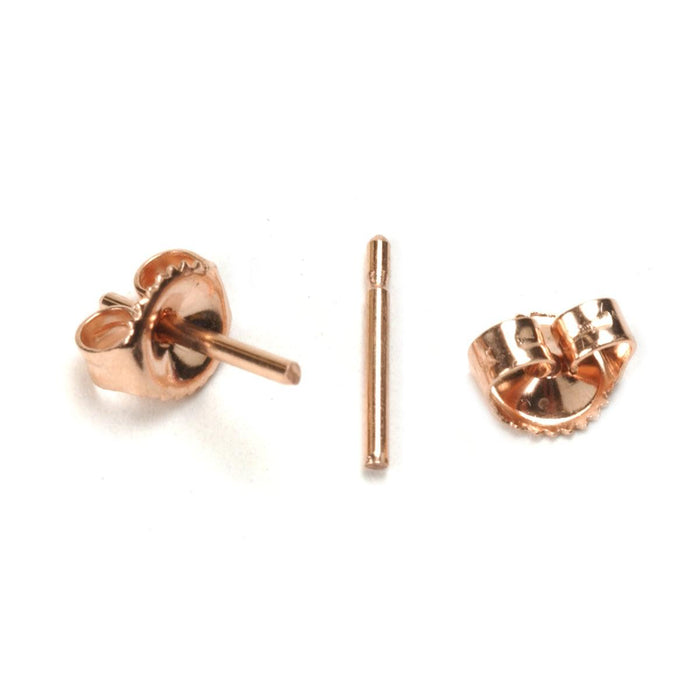 14K Pink .040" Friction Earring Post and Heavy 5.8mm Back Set - Otto Frei