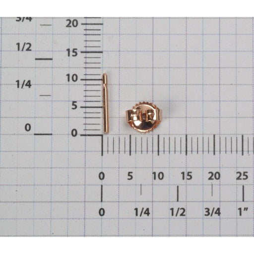 14K Pink .040" Friction Earring Post and Heavy 5.8mm Back Set - Otto Frei
