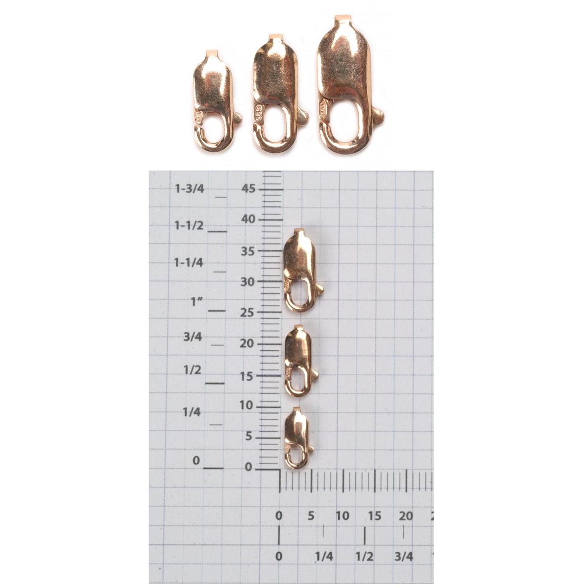 14K Rose Gold Rectangular Lobster Claw Clasp 13.75x5.25mm