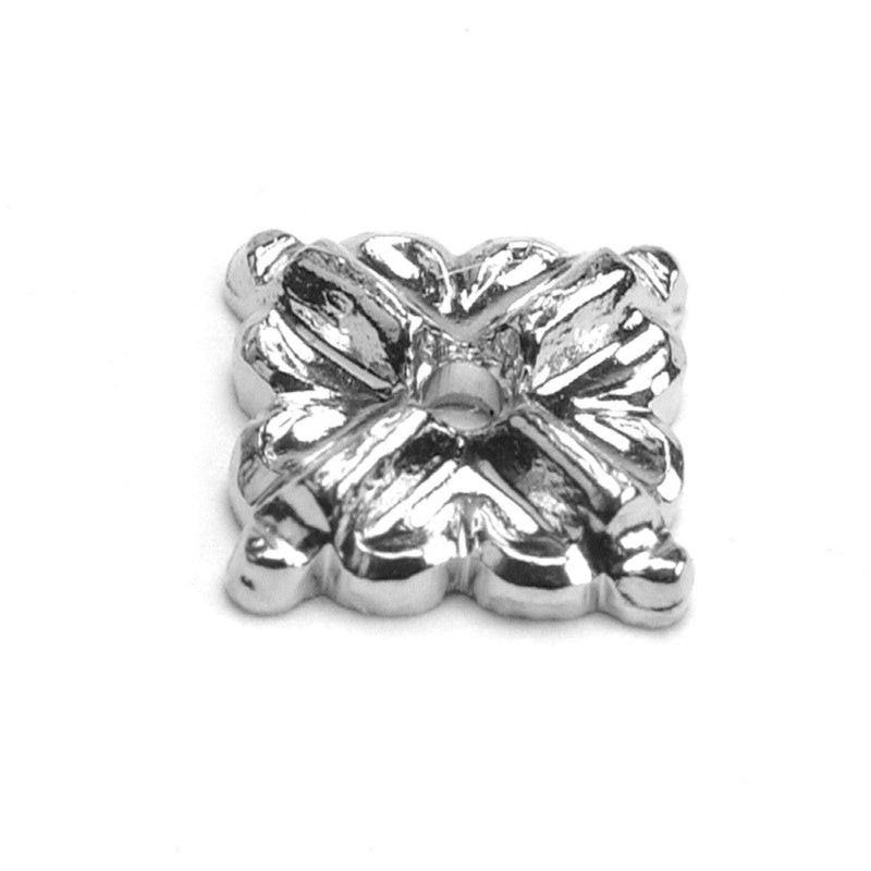 14K White Fancy Bar Set Square Pin Point Illusion Top Die Struck - Otto Frei