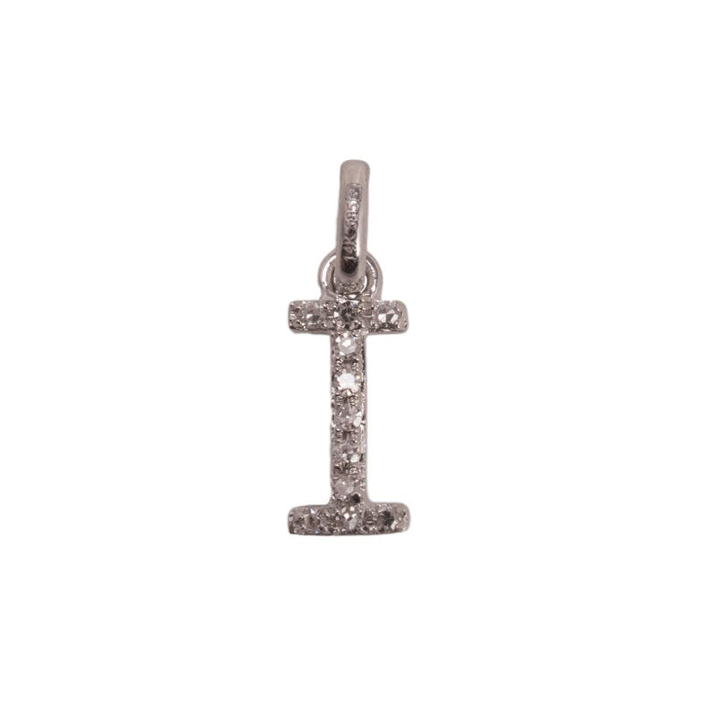 14K White Letter I Diamond Charm 4pts 8mm - Otto Frei