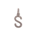14K Weißer Buchstabe S Diamant-Anhänger, 5 Punkte, 8 mm