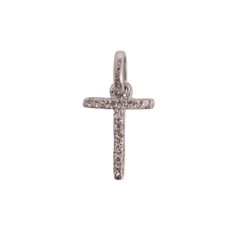 14K White Letter T Diamond Charm 4pts 8mm - Otto Frei