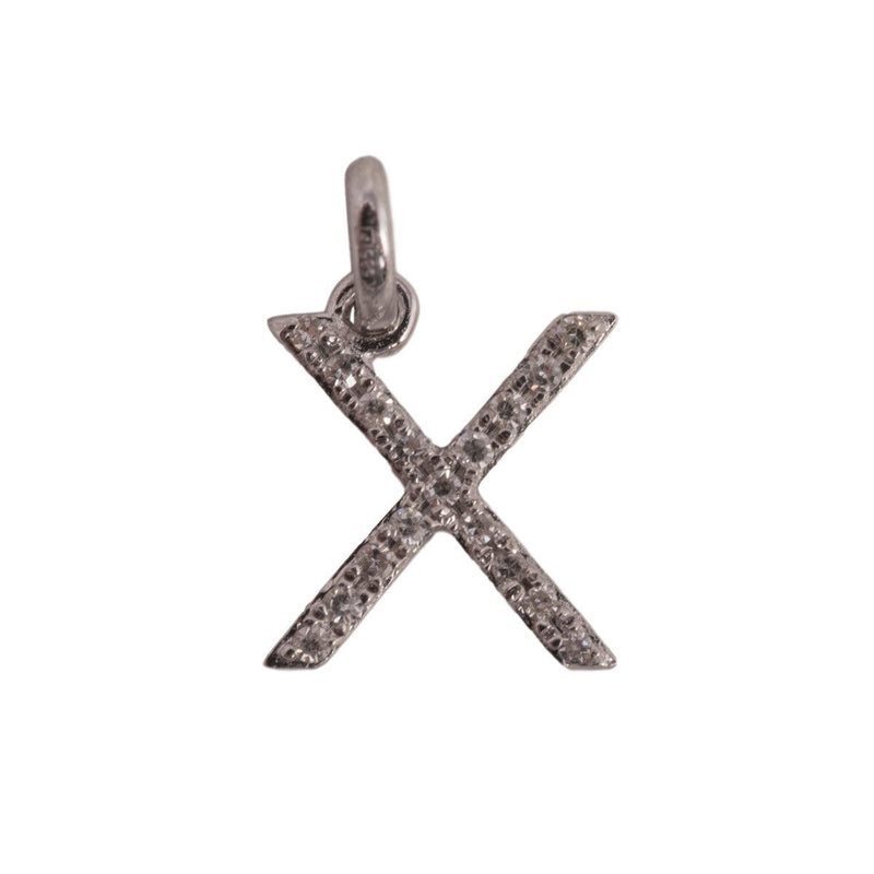 14K White Letter X Diamond Charm 6pts 8mm - Otto Frei