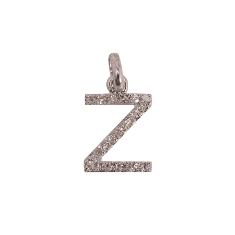 14K White Letter Z Diamond Charm 6pts 8mm - Otto Frei