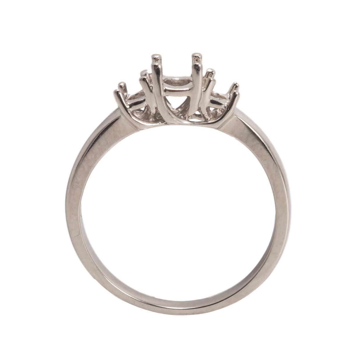 14K White Round 3-Stone Criss-Cross Ring Mountings-Round 4mm