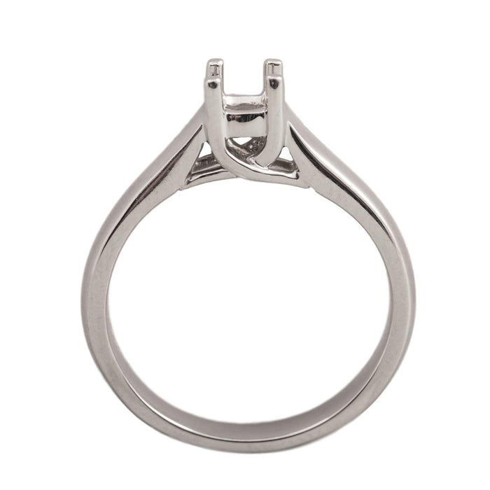 14K White Round Solitaire Criss-Cross Ring Mountings-Round 4mm Center Stone - Otto Frei