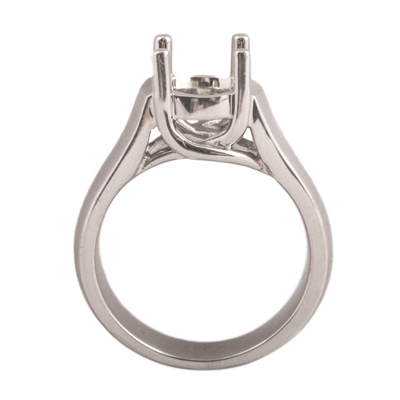 14K White Round Solitaire Criss-Cross Ring Mountings-Round 8mm Center Stone - Otto Frei