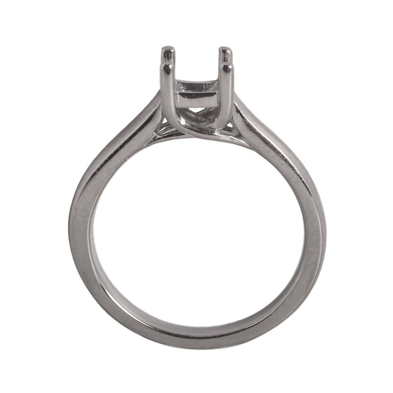 14K White Square Solitaire Criss-Cross Ring Mounting-5 x 5mm Center Stone - Otto Frei