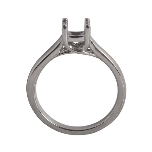 14K White Square Solitaire Criss-Cross Ring Mounting-5 x 5mm Center Stone - Otto Frei